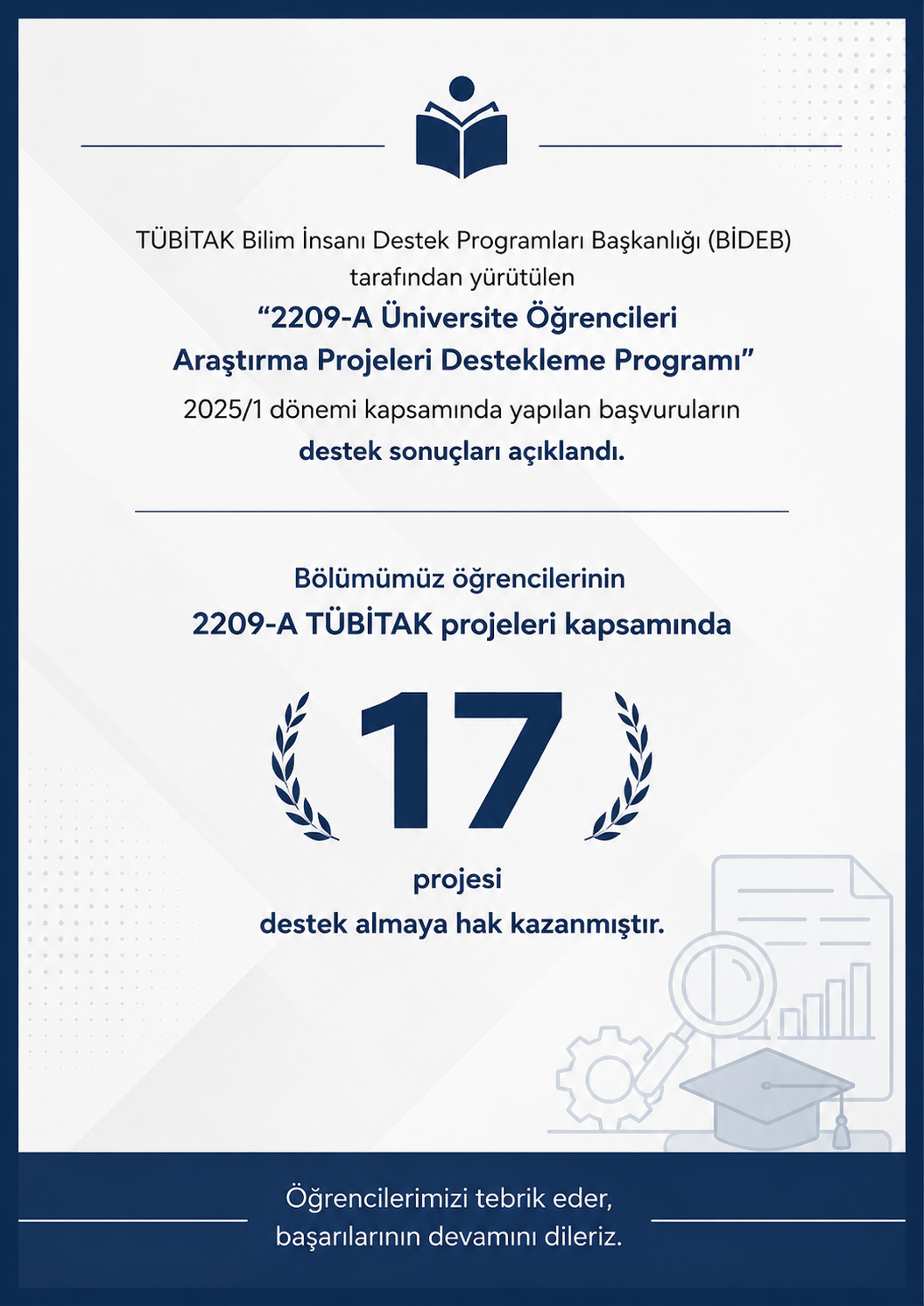 Bölümümüz Öğrencilerinin TÜBİTAK 2209 Proje Başarıları